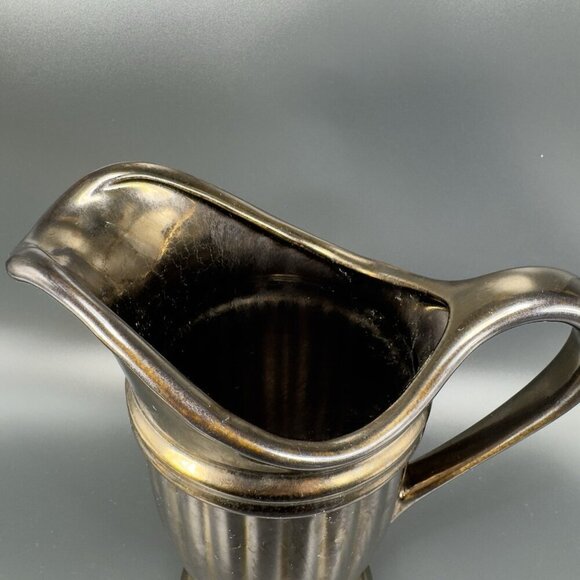 Haeger Art Pottery Bronzed Metallic Glaze Urn Pitcher Footed Vase Vintage - Picture 11 of 16
